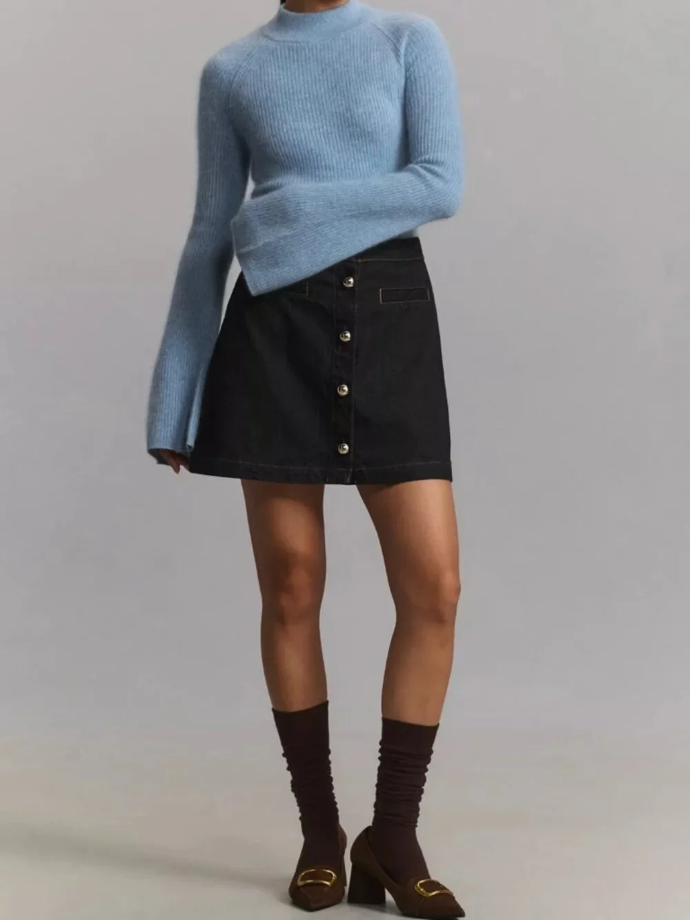 Reformation Amara High Rise Denim Mini Skirt Dark Blue 28
